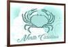 North Carolina - Crab - Teal - Coastal Icon-Lantern Press-Framed Art Print