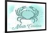 North Carolina - Crab - Teal - Coastal Icon-Lantern Press-Framed Art Print