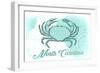 North Carolina - Crab - Teal - Coastal Icon-Lantern Press-Framed Art Print