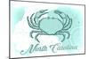 North Carolina - Crab - Teal - Coastal Icon-Lantern Press-Mounted Art Print