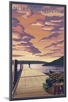 North Carolina - Dock Scene and Lake-Lantern Press-Mounted Art Print