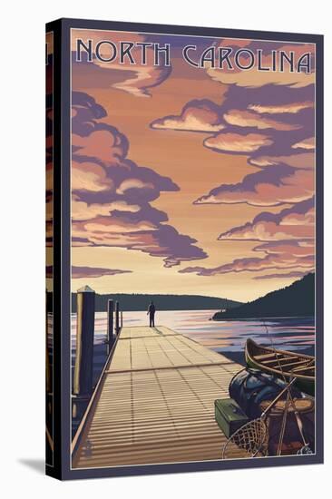 North Carolina - Dock Scene and Lake-Lantern Press-Stretched Canvas