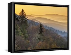 North Carolina, Great Smoky Mountains National Park, Sunrise from the Oconaluftee Valley Overlook-Ann Collins-Framed Stretched Canvas