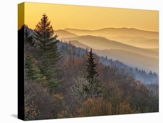 North Carolina, Great Smoky Mountains National Park, Sunrise from the Oconaluftee Valley Overlook-Ann Collins-Stretched Canvas