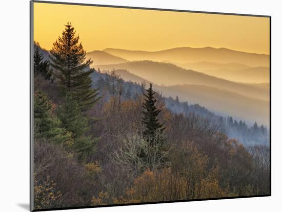 North Carolina, Great Smoky Mountains National Park, Sunrise from the Oconaluftee Valley Overlook-Ann Collins-Mounted Photographic Print