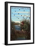 North Carolina - Hunter and Lake-Lantern Press-Framed Art Print