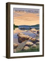 North Carolina - Lake Sunrise Scene-Lantern Press-Framed Art Print