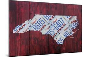 North Carolina License Plate Map-Design Turnpike-Mounted Giclee Print