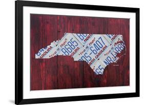 North Carolina License Plate Map-Design Turnpike-Framed Giclee Print