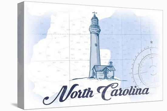 North Carolina - Lighthouse - Blue - Coastal Icon-Lantern Press-Stretched Canvas