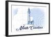 North Carolina - Lighthouse - Blue - Coastal Icon-Lantern Press-Framed Art Print