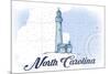North Carolina - Lighthouse - Blue - Coastal Icon-Lantern Press-Mounted Premium Giclee Print
