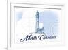 North Carolina - Lighthouse - Blue - Coastal Icon-Lantern Press-Framed Art Print