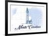 North Carolina - Lighthouse - Blue - Coastal Icon-Lantern Press-Framed Art Print