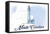 North Carolina - Lighthouse - Blue - Coastal Icon-Lantern Press-Framed Stretched Canvas