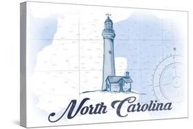 North Carolina - Lighthouse - Blue - Coastal Icon-Lantern Press-Stretched Canvas