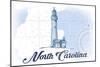 North Carolina - Lighthouse - Blue - Coastal Icon-Lantern Press-Mounted Art Print