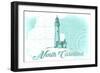 North Carolina - Lighthouse - Teal - Coastal Icon-Lantern Press-Framed Art Print