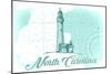 North Carolina - Lighthouse - Teal - Coastal Icon-Lantern Press-Mounted Art Print