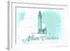 North Carolina - Lighthouse - Teal - Coastal Icon-Lantern Press-Framed Art Print