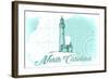 North Carolina - Lighthouse - Teal - Coastal Icon-Lantern Press-Framed Art Print