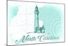 North Carolina - Lighthouse - Teal - Coastal Icon-Lantern Press-Mounted Art Print