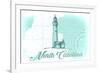 North Carolina - Lighthouse - Teal - Coastal Icon-Lantern Press-Framed Premium Giclee Print