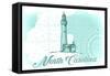 North Carolina - Lighthouse - Teal - Coastal Icon-Lantern Press-Framed Stretched Canvas