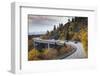 North Carolina, Linville, Linn Cove Viaduct with Traffic in Fall-Walter Bibikow-Framed Photographic Print