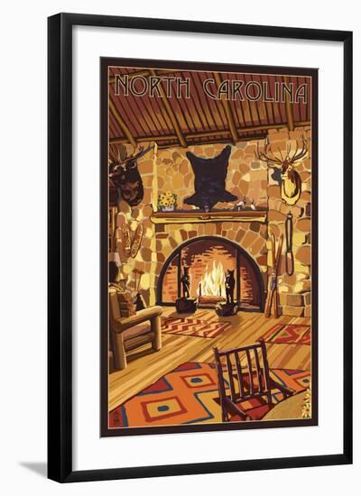 North Carolina - Lodge Interior-Lantern Press-Framed Art Print