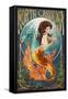 North Carolina - Mermaid-Lantern Press-Framed Stretched Canvas