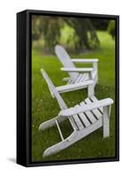 North Carolina, Outer Banks Seashore, Corolla, Adirondack Lawn Chairs-Walter Bibikow-Framed Stretched Canvas