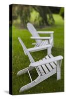 North Carolina, Outer Banks Seashore, Corolla, Adirondack Lawn Chairs-Walter Bibikow-Stretched Canvas