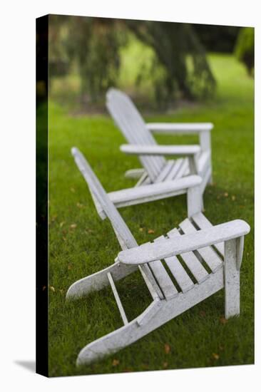 North Carolina, Outer Banks Seashore, Corolla, Adirondack Lawn Chairs-Walter Bibikow-Stretched Canvas