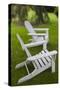 North Carolina, Outer Banks Seashore, Corolla, Adirondack Lawn Chairs-Walter Bibikow-Stretched Canvas