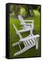 North Carolina, Outer Banks Seashore, Corolla, Adirondack Lawn Chairs-Walter Bibikow-Framed Stretched Canvas