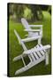 North Carolina, Outer Banks Seashore, Corolla, Adirondack Lawn Chairs-Walter Bibikow-Stretched Canvas