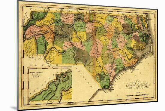 North Carolina - Panoramic Map-Lantern Press-Mounted Art Print