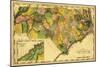 North Carolina - Panoramic Map-Lantern Press-Mounted Art Print