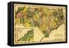 North Carolina - Panoramic Map-Lantern Press-Framed Stretched Canvas