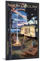 North Carolina - Retro Camper and Lake-Lantern Press-Mounted Art Print