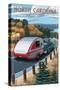North Carolina - Retro Camper on Road-Lantern Press-Stretched Canvas