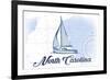 North Carolina - Sailboat - Blue - Coastal Icon-Lantern Press-Framed Art Print