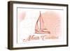 North Carolina - Sailboat - Coral - Coastal Icon-Lantern Press-Framed Art Print