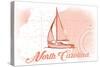 North Carolina - Sailboat - Coral - Coastal Icon-Lantern Press-Stretched Canvas