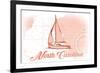 North Carolina - Sailboat - Coral - Coastal Icon-Lantern Press-Framed Art Print