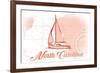 North Carolina - Sailboat - Coral - Coastal Icon-Lantern Press-Framed Premium Giclee Print