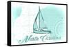 North Carolina - Sailboat - Teal - Coastal Icon-Lantern Press-Framed Stretched Canvas