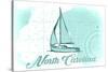 North Carolina - Sailboat - Teal - Coastal Icon-Lantern Press-Stretched Canvas