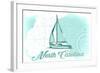 North Carolina - Sailboat - Teal - Coastal Icon-Lantern Press-Framed Art Print